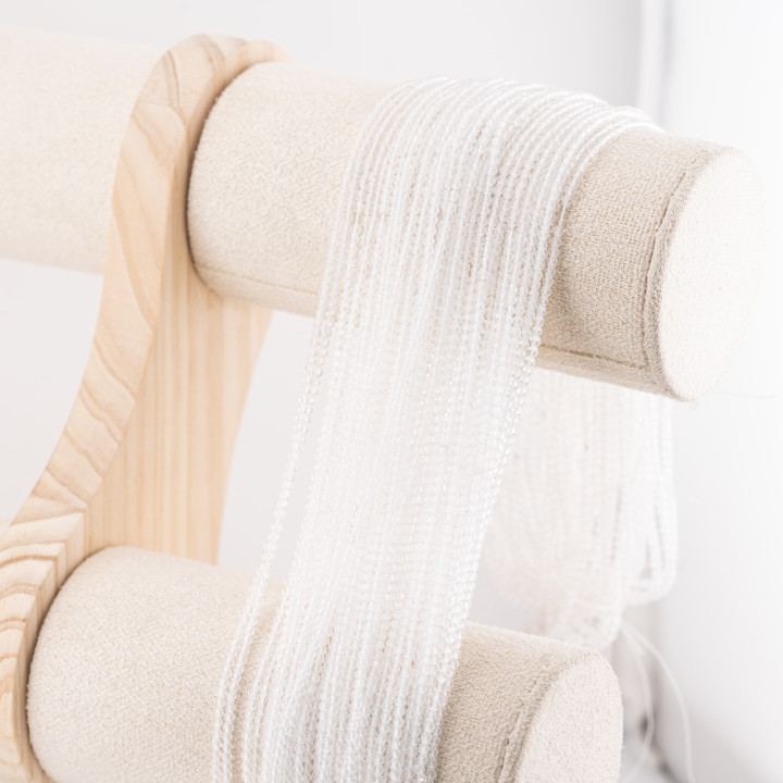 Perline Di Cristalli Rondelle Sfaccettate 3x2mm 10 FILI Su Filo Di Cotone Pronti all'uso Bianco Latte Trasparente