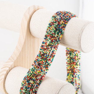 Perline Di Cristalli Rondelle Sfaccettate 3x2mm 10 FILI Su Filo Di Cotone Pronti all'uso Multicolor