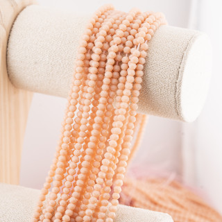 Perline Di Cristalli Rondelle Sfaccettate 4x3mm 10 FILI Su Filo Di Cotone Pronti all'uso Rosa Corallo