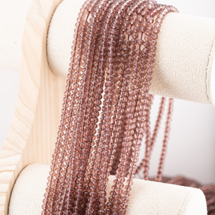 Perline Di Cristalli Rondelle Sfaccettate 4x3mm 10 FILI Su Filo Di Cotone Pronti all'uso