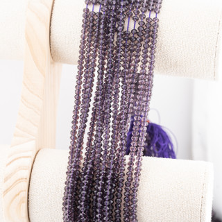 Perline Di Cristalli Rondelle Sfaccettate 4x3mm 10 FILI Su Filo Di Cotone Pronti all'uso Viola Trasparente