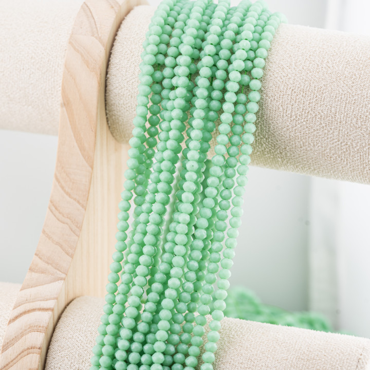 Perline Di Cristalli Rondelle Sfaccettate 4x3mm 10 FILI Su Filo Di Cotone Pronti all'uso