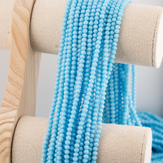 Perline Di Cristalli Rondelle Sfaccettate 4x3mm 10 FILI Su Filo Di Cotone Pronti all'uso Azzurro