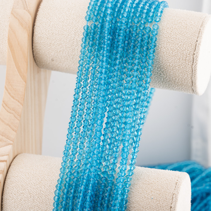 Perline Di Cristalli Rondelle Sfaccettate 4x3mm 10 FILI Su Filo Di Cotone Pronti all'uso