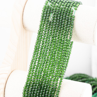 Perline Di Cristalli Rondelle Sfaccettate 4x3mm 10 FILI Su Filo Di Cotone Pronti all'uso Verde Smeraldo Trasparente