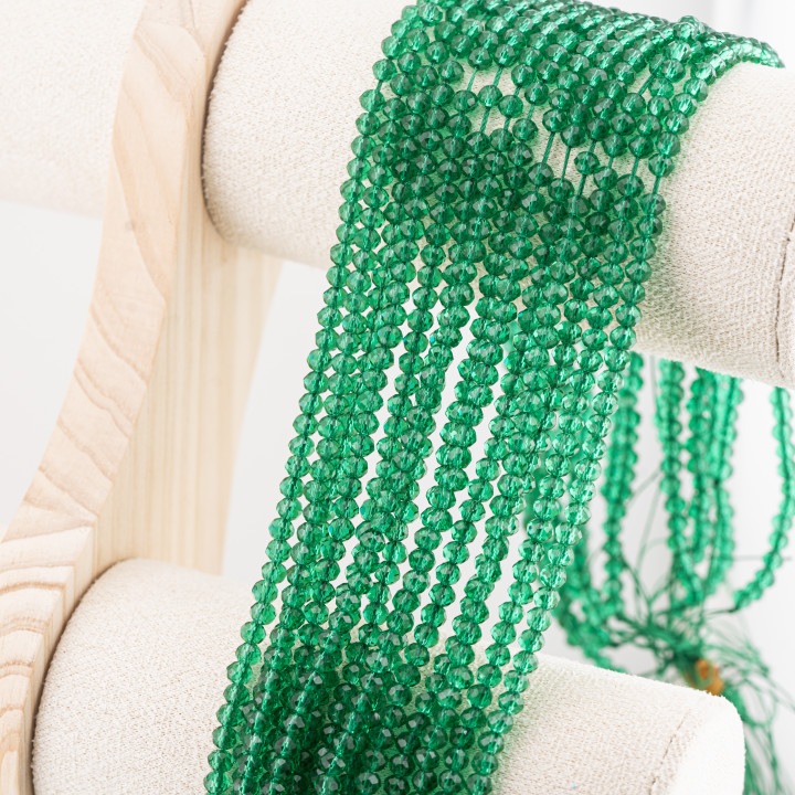 Perline Di Cristalli Rondelle Sfaccettate 4x3mm 10 FILI Su Filo Di Cotone Pronti all'uso