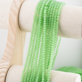 Perline Di Cristalli Rondelle Sfaccettate 4x3mm 10 FILI Su Filo Di Cotone Pronti all'uso Verde Ghiaccio