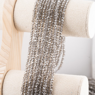 Perline Di Cristalli Rondelle Sfaccettate 4x3mm 10 FILI Su Filo Di Cotone Pronti all'uso