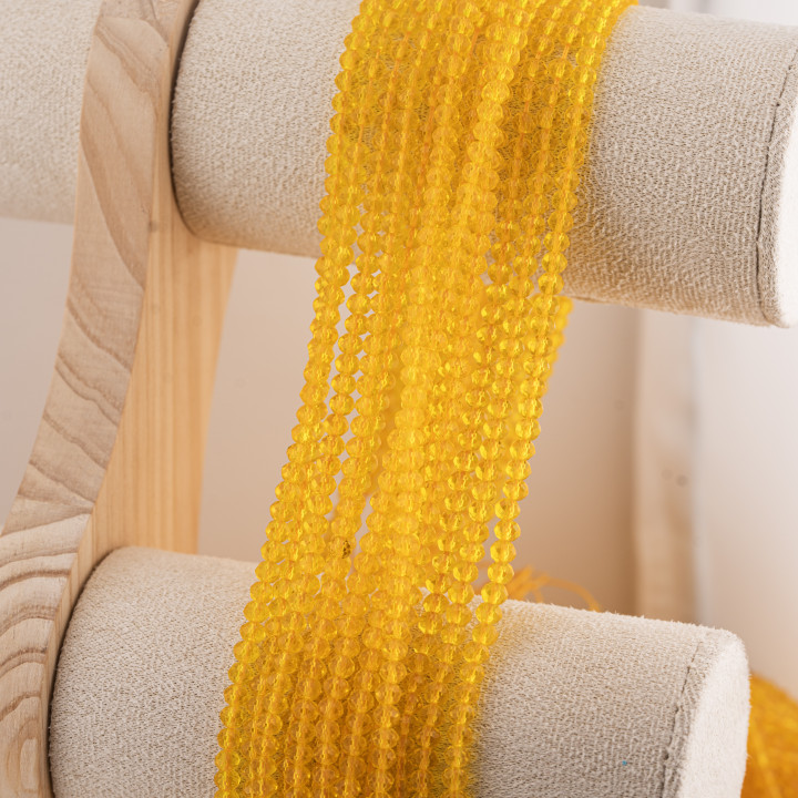 Perline Di Cristalli Rondelle Sfaccettate 4x3mm 10 FILI Su Filo Di Cotone Pronti all'uso