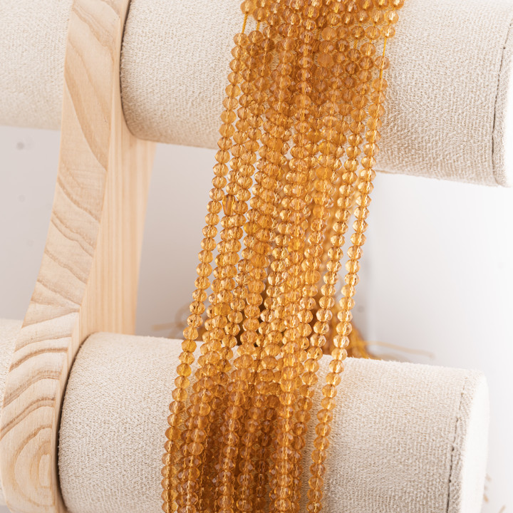 Perline Di Cristalli Rondelle Sfaccettate 4x3mm 10 FILI Su Filo Di Cotone Pronti all'uso