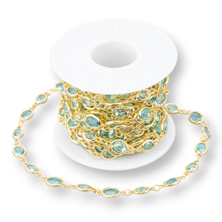 Catena Rosario Di Ottone Con Occhio Di Gatto Cabochon Ovale 5,5x7,0mm 5 Metri