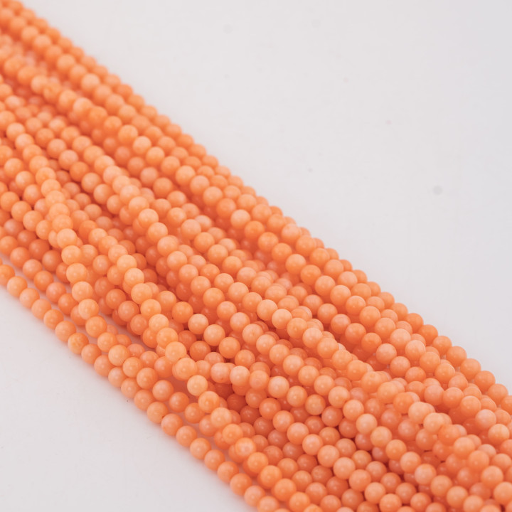 Bambou Corail Rose Orange Lisse Rond 04mm