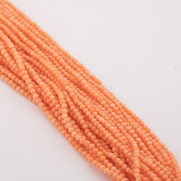 Bambus Koralle Rosa Orange Glatt Rund 03mm