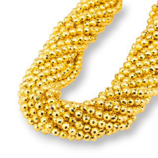 Ematite Oro 18K Perlina Tonda Sfaccettata 4mm