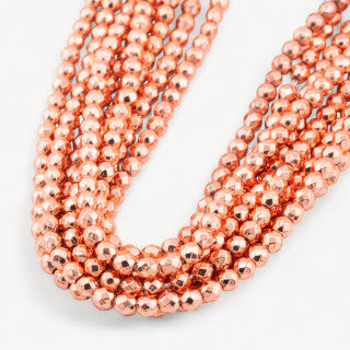 Ematite Oro Rosa Perlina Tonda Sfaccettata 4mm