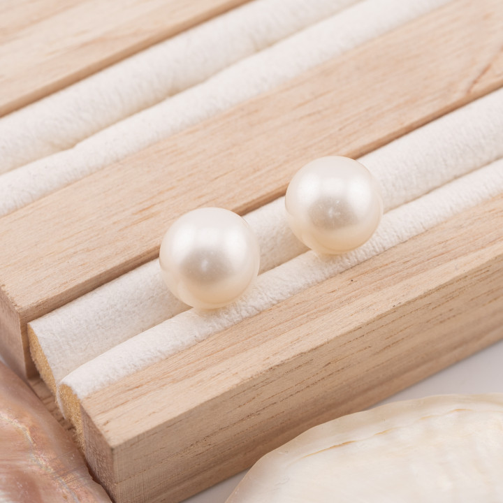 Perle di Fiume 1 Foro Tondo (AAAAA) 11,5-12,0mm 1 Paio Bianco