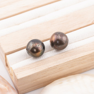 Perle di Fiume 1 Foro Tondo 12,0-12,5mm Nere 1 Paio