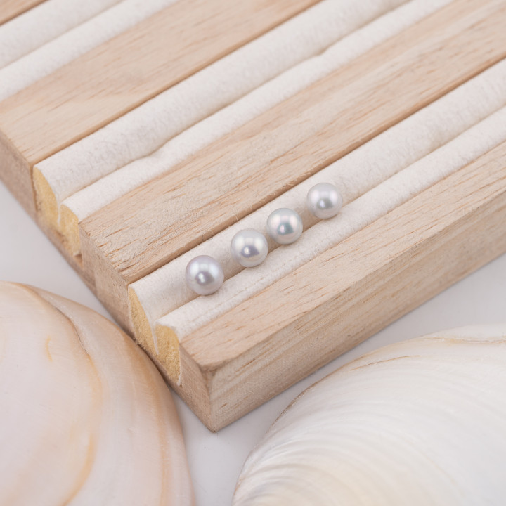 Perle di Fiume 1 Foro Tondo (AAAA)  6,0-6,5mm 12 Paia Bianco