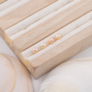 Perle Di Fiume Bottoni Cabochon 1 Foro  (AAAA)  4,5-5,0mm 12 Paia Rosa