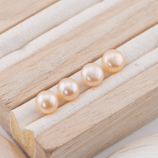 Perle Di Fiume Bottoni Cabochon 1 Foro  (AAAA)  7,5-8,0mm 12 Paia Rosa