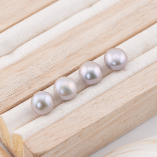 Perle Di Fiume Bottoni Cabochon 1 Foro  (AAAA)  8,0-8,5mm 12 Paia Grigio