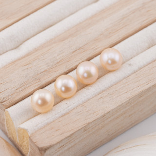 Perle Di Fiume Bottoni Cabochon 1 Foro  (AAAA)  8,0-8,5mm 12 Paia Rosa