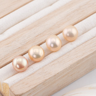 Perle Di Fiume Bottoni Cabochon 1 Foro  (AAAA)  8,5-9,0mm 10 Paia Rosa