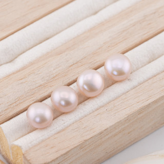 Perle Di Fiume Bottoni Cabochon 1 Foro  (AAAA)  9,0-9,5mm 1 Paia Lilla