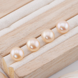 Perle Di Fiume Bottoni Cabochon 1 Foro  (AAAA)  9,0-9,5mm 10 Paia Rosa