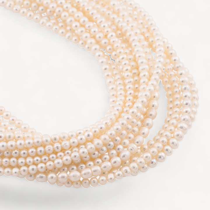 Perle Di Fiume Microperle Semiround A+ 4,0-4mm Bianco