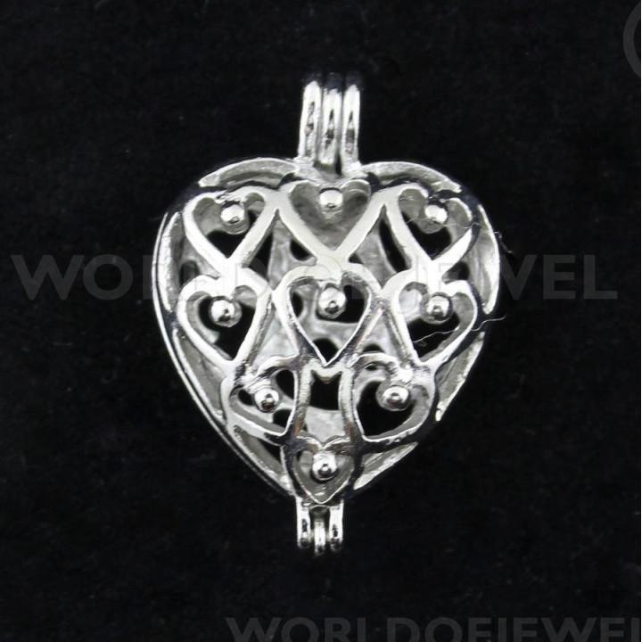 Brass Heart Cage Pendant Base 20x26mm 20pcs