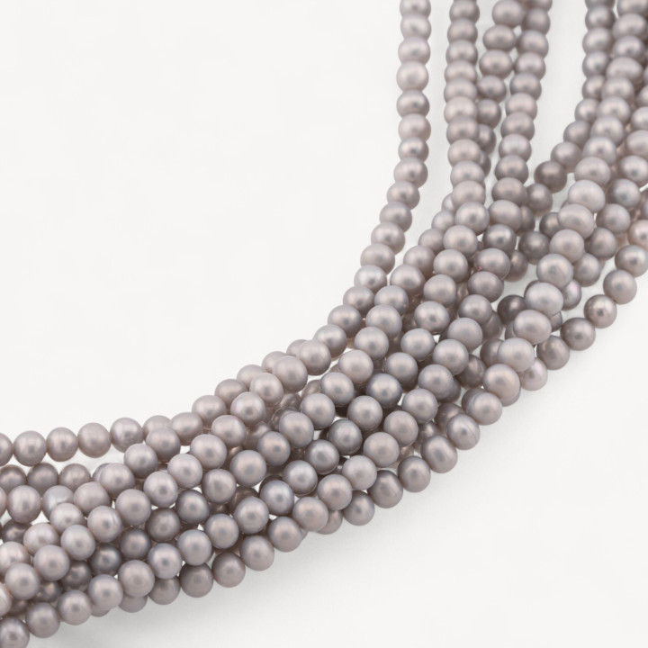 Perle Di Fiume Tonde 4,0mm Grigio Silver