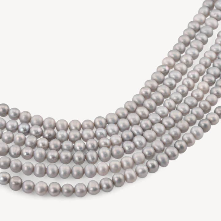 Perle Di Fiume Tonde 5,5-6,0mm 5A Grigio