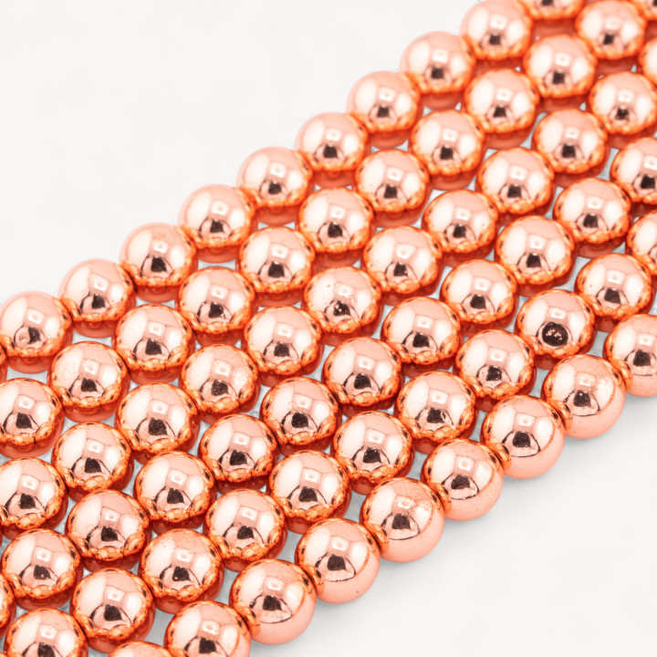 Hematite Redondo Liso 08mm Oro Rosa