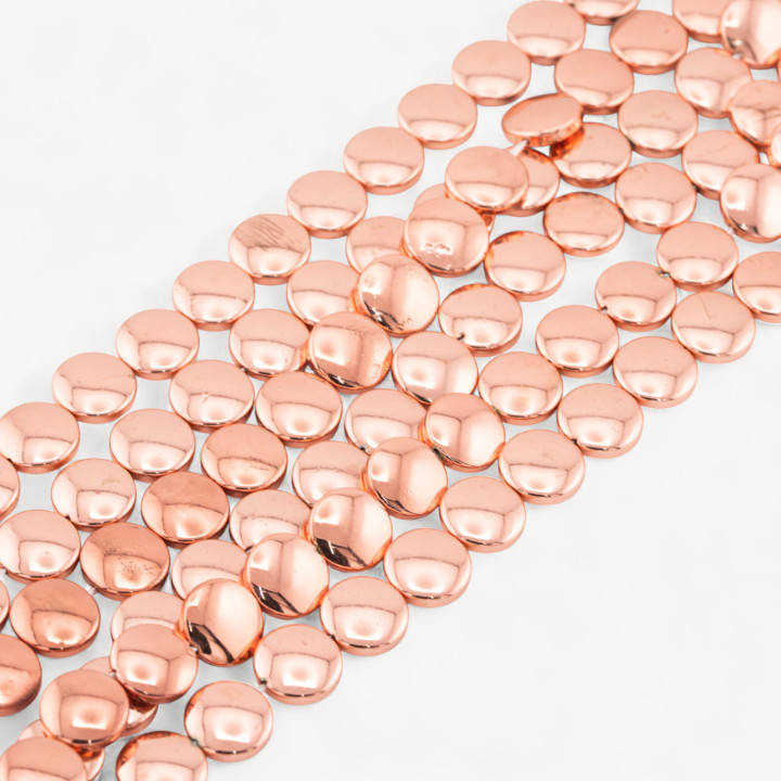 Hematite Round Flat Smooth Coin 10mm Rose Gold