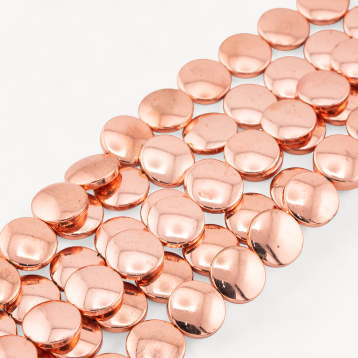 Ematite Oro Rosa Tondo Piatto Liscio Coin 12mm