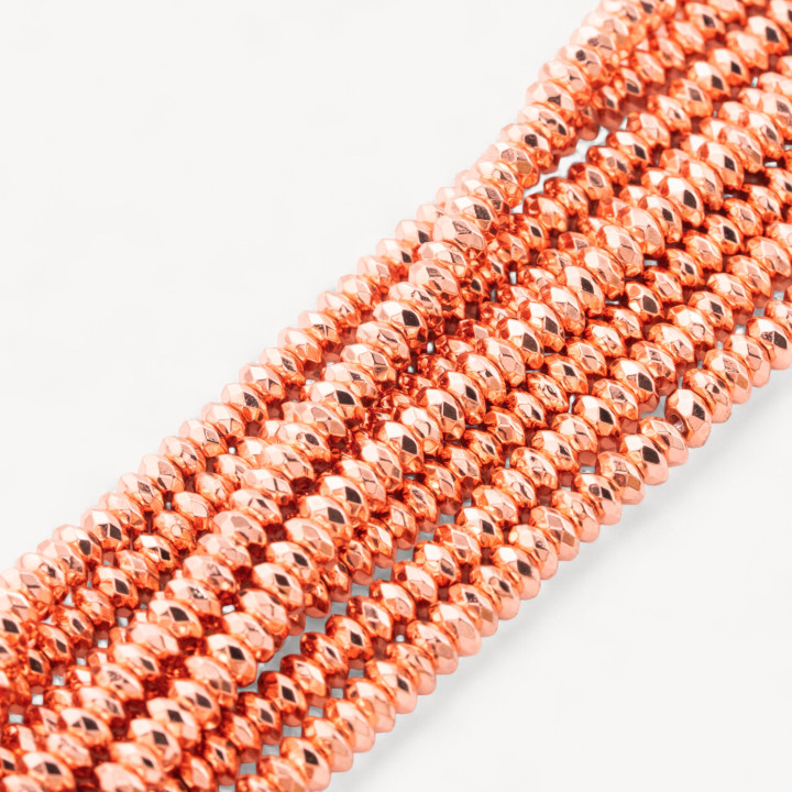 Αιματίτη Faceted Rondelle 6x3mm Ροζ χρυσό