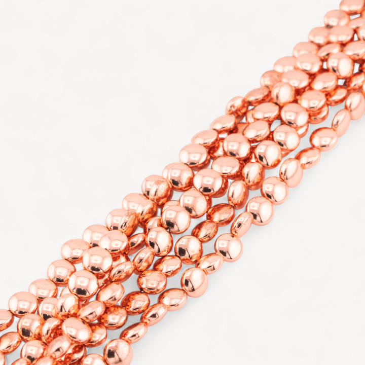 Pièce Lisse Ronde Hématite 6mm Or Rose