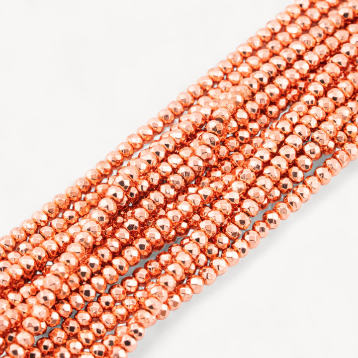 Hematite Faceted Rondelle 4x3mm Rose Gold
