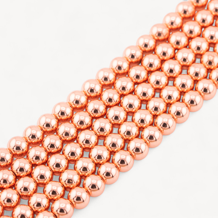 Smooth Round Hematite 06mm Rose Gold