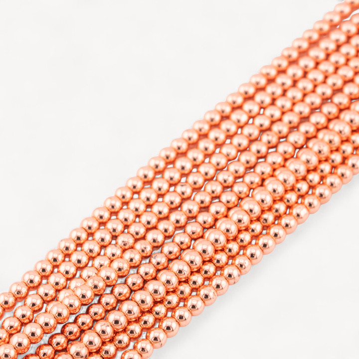 Smooth Round Hematite 03mm Rose Gold