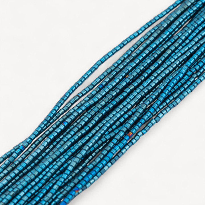 Hématite Cylindre 1,5x1,5mm Bleu