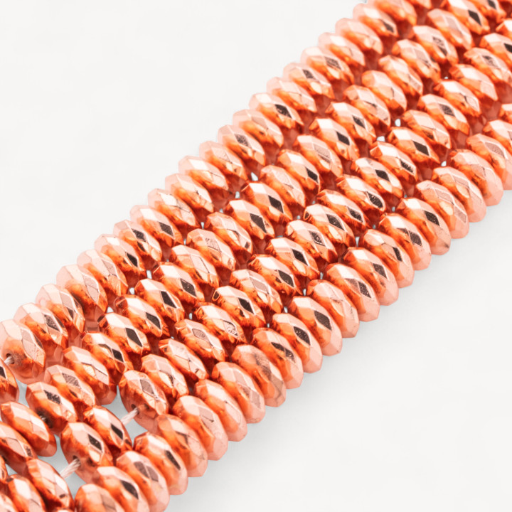 Hematite Faceted Rondelle 10.0x4.0mm Rose Gold