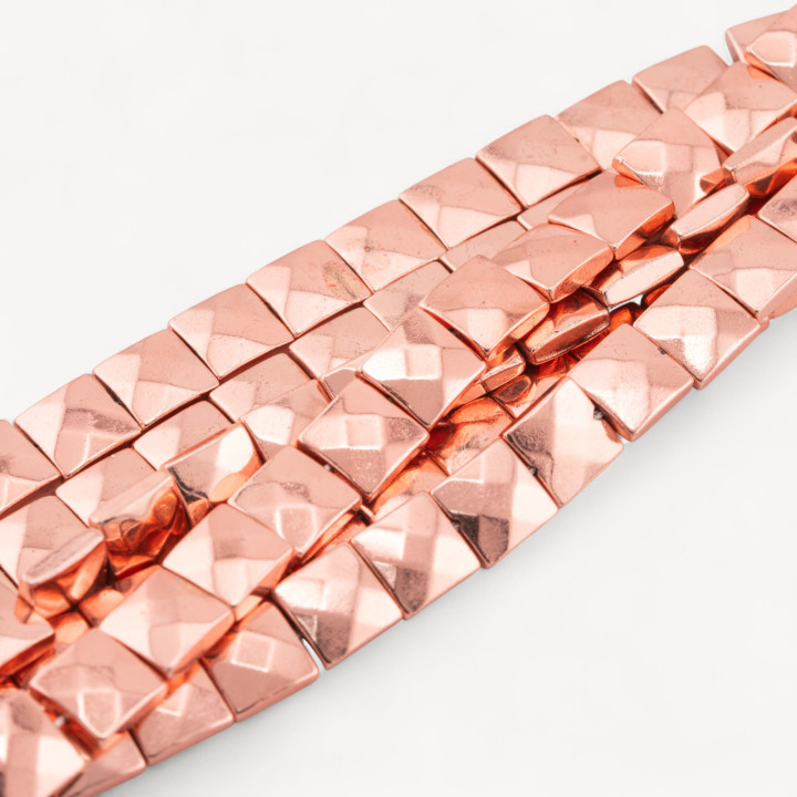 Hematite Square Flat Faceted 8mm Rose Gold