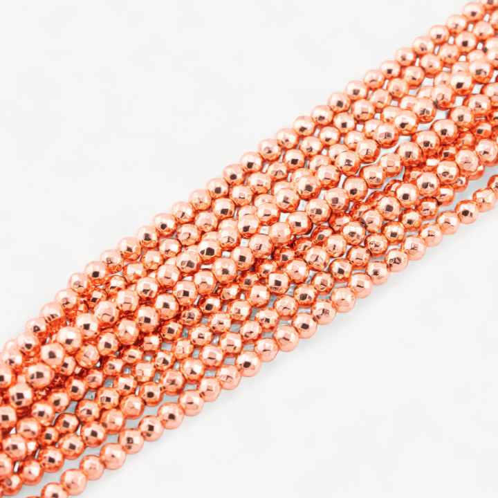 Ematite Oro Rosa Perlina Tonda Sfaccettata 3mm