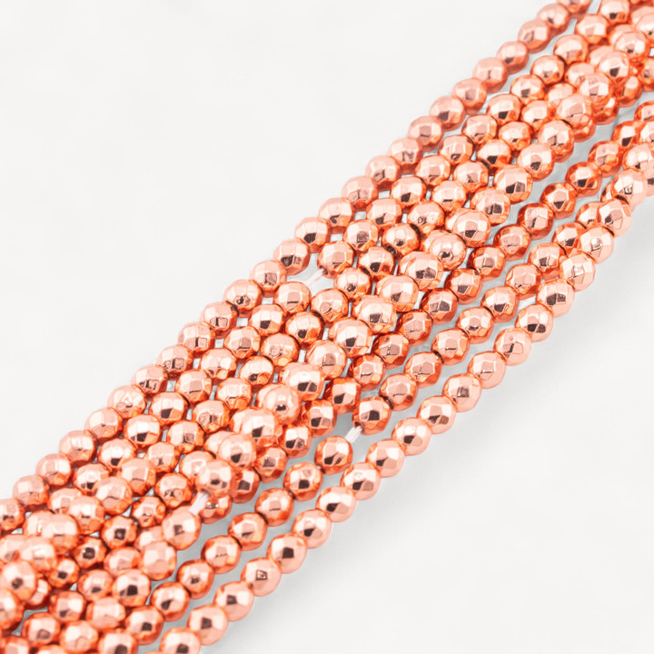 Ematite Oro Rosa Perlina Tonda Sfaccettata 4mm