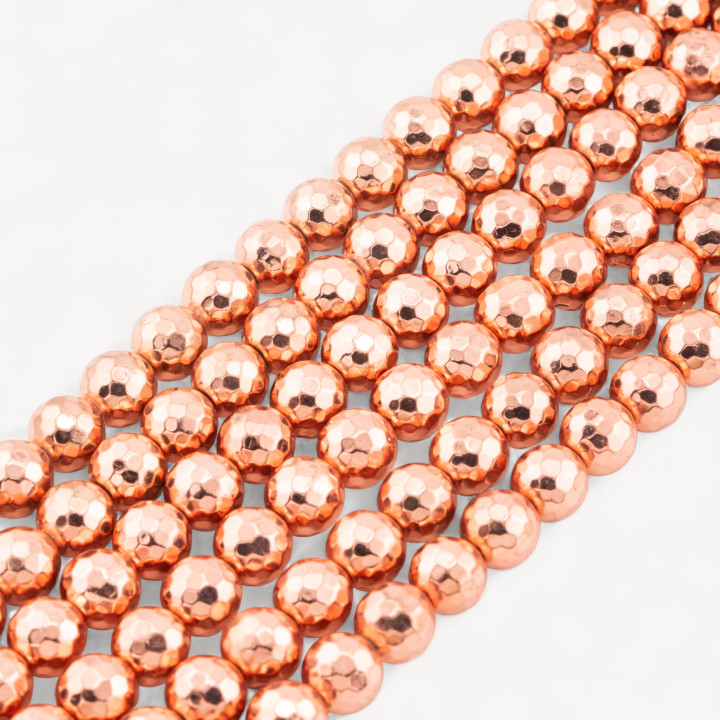 Ematite Oro Rosa Perlina Tonda Sfaccettata 10mm