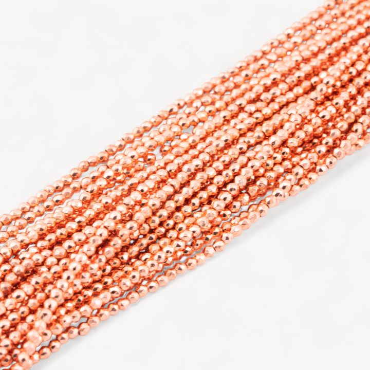 Ematite Oro Rosa Perlina Tonda Sfaccettata 2mm