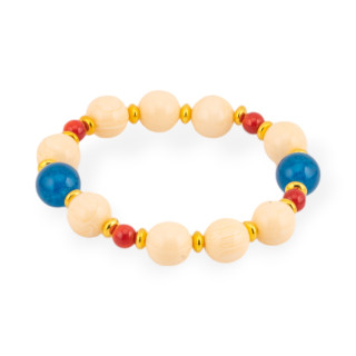 Bracciali Elasticizzato Di Pietre Dure Resina E Ottone Giada Blu Ottanio