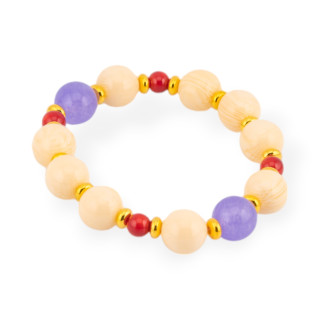 Bracciali Elasticizzato Di Pietre Dure Resina E Ottone Giada Viola